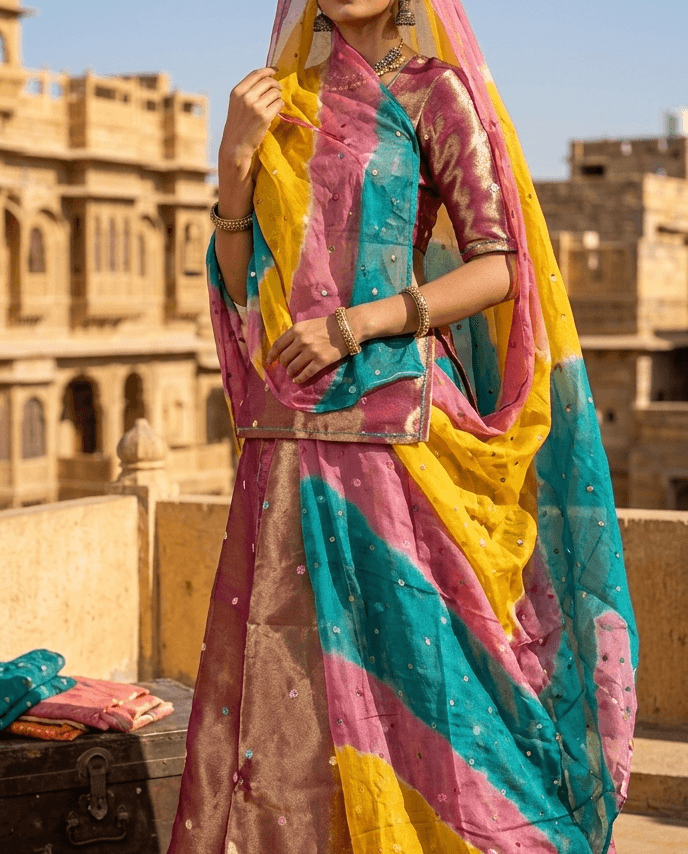 FABRIC/-POSHAK IN TISSUE FABRIC WITH THAKURJI PYOR ODHNI