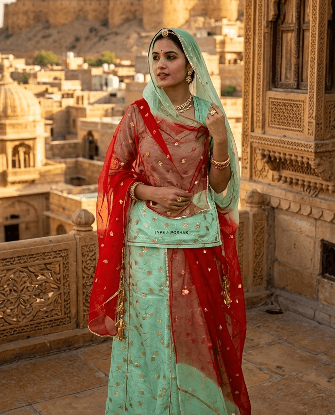 FABRIC/-PYOR UPADA SILK COPPER WORK WITH PYOR THAKURJI ODHNI
