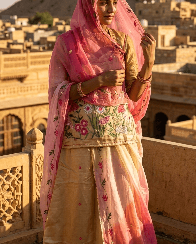 FABRIC/-PYOR UPADA FABRIC WITH THAKURJI PYOR ODHNI