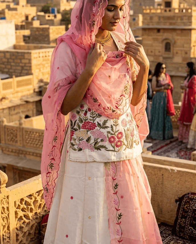 FABRIC/-PYOR UPADA FABRIC WITH THAKURJI PYOR ODHNI
