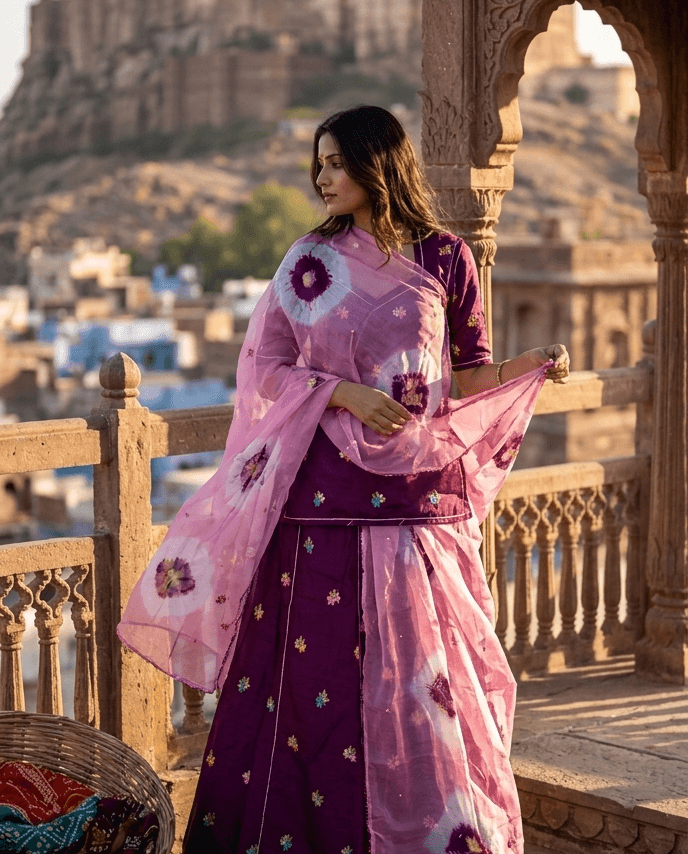 FABRIC/-PYOR BANARASI WITH SUPAR JAPANI TORA ODHNI WITH TARI WORK