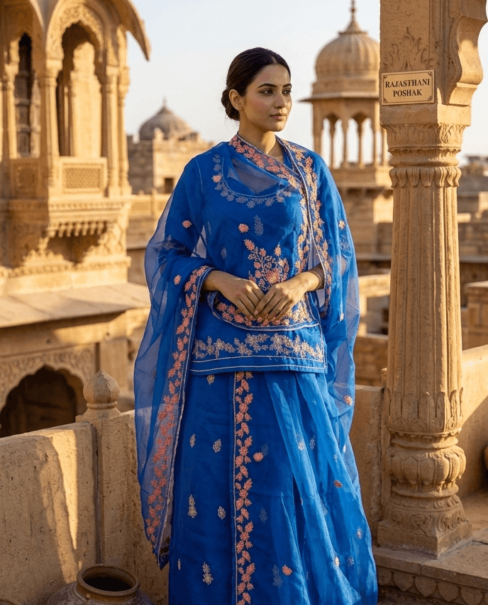 FABRIC/-PYOR UPADA SILK WITH AARI MAGJI AND THAKURJI PYOR ODHNI