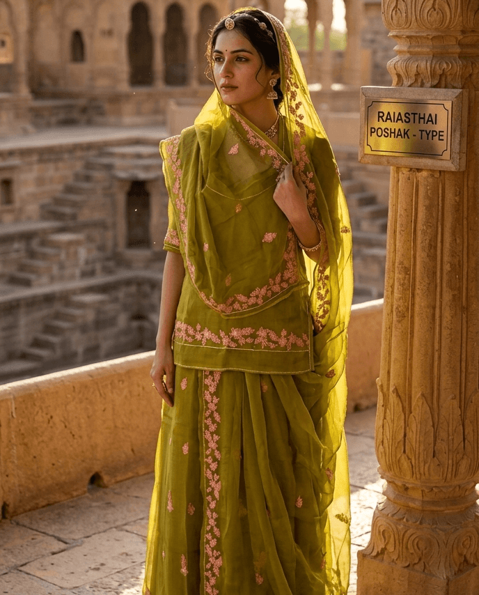 FABRIC/-PYOR UPADA SILK WITH AARI MAGJI AND THAKURJI PYOR ODHNI